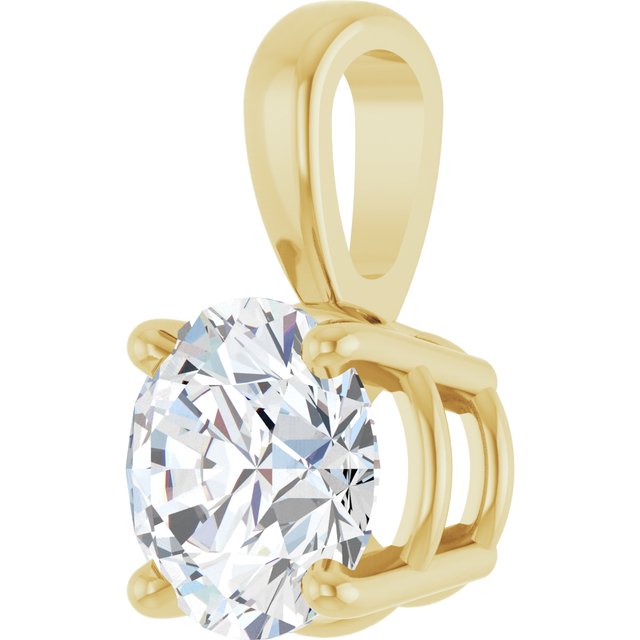 14K Yellow Gold Round Si1-Si2, G-H Polished Lab-Grown Diamond Solitaire 4-Prong Pendant