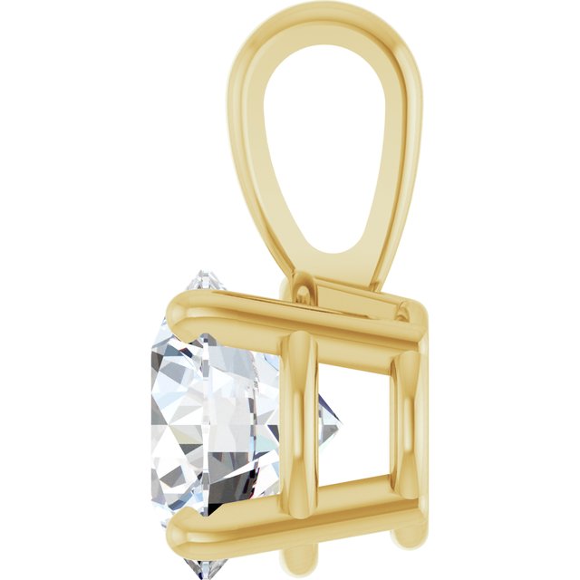 14K Yellow Gold Round Si1-Si2, G-H Polished Lab-Grown Diamond Solitaire 4-Prong Pendant