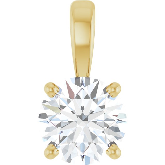 14K Yellow Gold Round Si1-Si2, G-H Polished Lab-Grown Diamond Solitaire 4-Prong Pendant