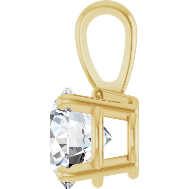 14K Yellow Gold Round Si1-Si2, G-H Polished Lab-Grown Diamond Solitaire 4-Prong Pendant