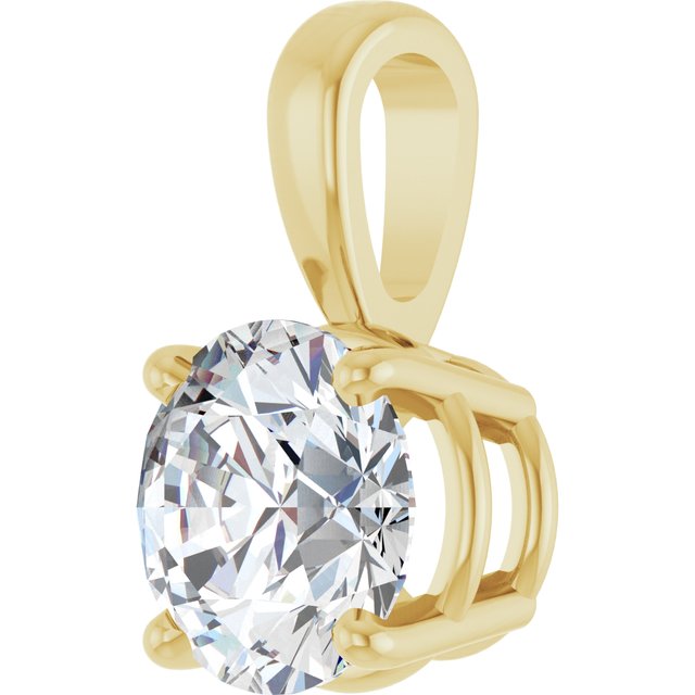 14K Yellow Gold Round Si1-Si2, G-H Polished Lab-Grown Diamond Solitaire 4-Prong Pendant