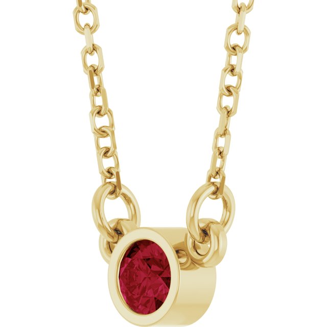 14K Yellow Gold Round 3 Mm Polished Natural Ruby Solitaire 16" Necklace