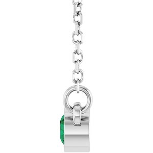 14K White Gold Round 3 Mm Lab-Grown Emerald Solitaire Necklace, Length: 16 In