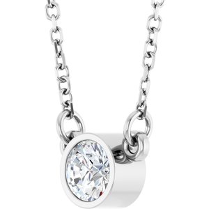 14K White Gold Round 4 Mm Moissanite Solitaire Necklace, Length: 18 In
