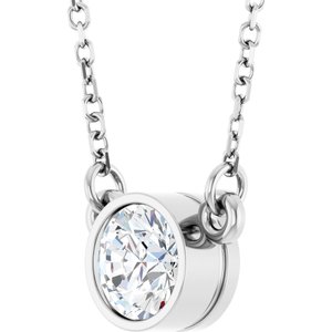 14K White Gold Round 5.2Mm Gh Si1-Si2 1/2 Ct Lab Grown Diamond Solitaire Necklace, Length: 18 In
