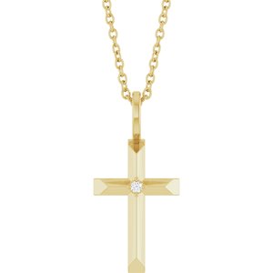 14K Yellow Gold Or Sterling Silver Round 1.2Mm G-H I1 .0075 Ct Natural Diamond Knife-Edge Necklace, Length: 18 In