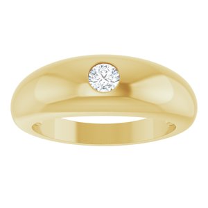 14K Yellow Gold Round 4 Mm Polished 1/4 Ct Natural Diamond Dome Ring Size 10