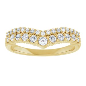14K Yellow Gold Round Polished 3/8 Ctw Natural Diamond Double Row Contour Band Size 7