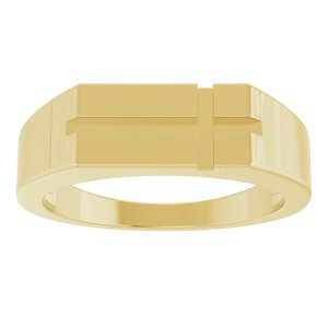 14K Yellow Gold Polished Rectangle Cross Signet Ring Size 7