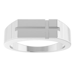 Sterling Silver Polished Rectangle Cross Signet Ring Size 7