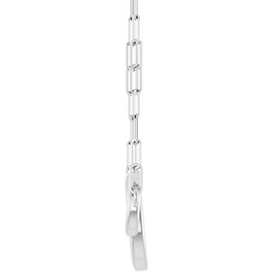 14K White Gold 15.49 X 9.7 Mm 18 In Polished Double Circle Necklace