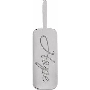 Sterling Silver Hope 27.9 X 7.8 Mm Polished Braille Pendant