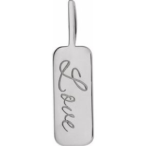 Sterling Silver Love 27.9 X 7.8 Mm Polished Braille Pendant