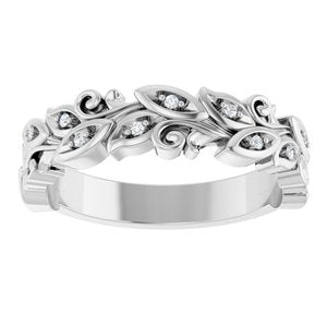 14K White Gold Lab-Grown Diamond Round 1 Mm Polished .05 Ctw Lab-Grown Diamond Floral Band Size 7