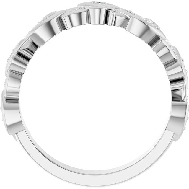 14K White Or Yellow Gold Round 1 Mm Polished .05 Ctw Natural Diamond Floral Band, Size 7