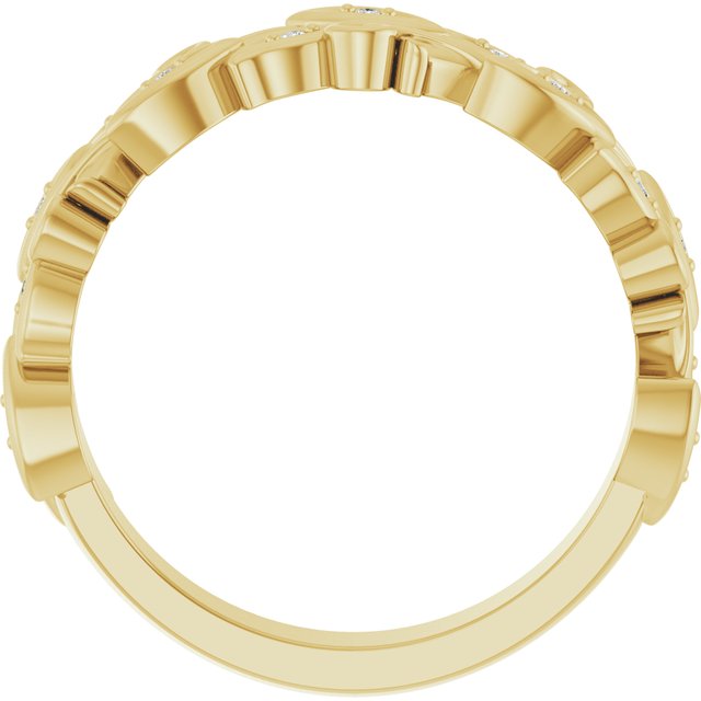14K White Or Yellow Gold Round 1 Mm Polished .05 Ctw Natural Diamond Floral Band, Size 7