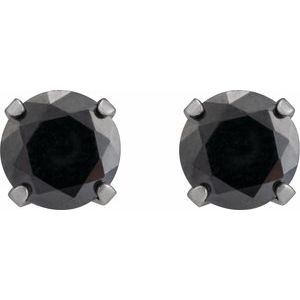Stainless Steel Round 5 Mm Black Cz Zirconia Stud Earrings