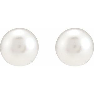 14K White Gold Pearl 5 Mm Imitation Pearl Stud Earrings
