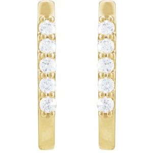 14K Yellow Gold 15.1 X 12 Mm 1.9 Mm Natural Diamond Round 1.7Mm None Hinged Polished 1/6 Ctw Natural Diamond Elongated Hoop Earrings