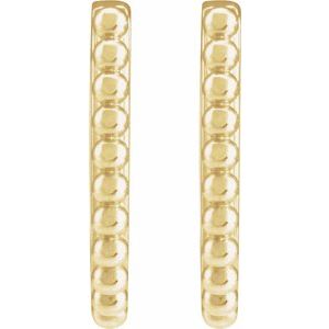 14K Yellow Gold 15 X 11.3 Mm 1.6 Mm Pair Hinged Polished Beaded Elongated Hoop Earrings