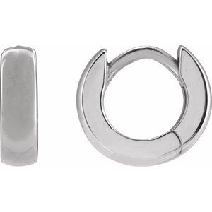 14K Yellow Or White Gold Or Sterling Silver Each Hinged Polished Huggie Hoop Earring, Length: 8 Mm, Thickness: 2.3 Mm