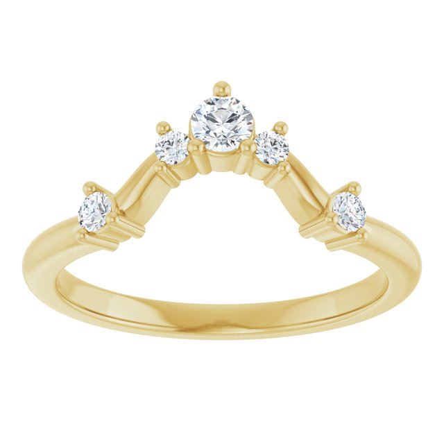 14K Yellow Gold Round 3 Mm Polished 1/5 Ctw Lab-Grown Diamond Contour Band, Size 7