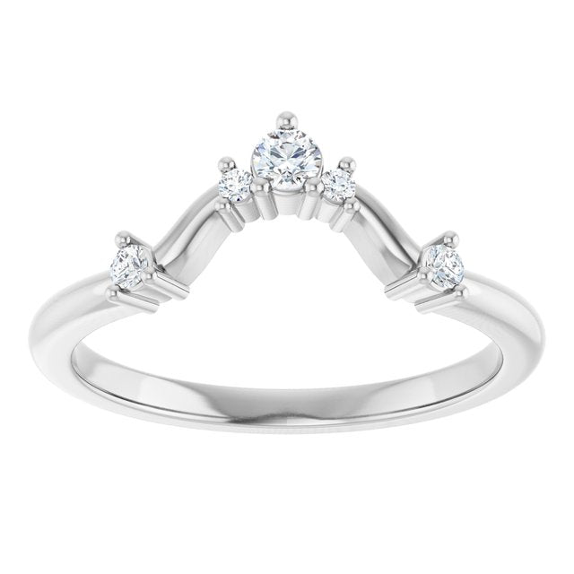 14K White Gold Round 2.5 Mm Polished 1/8 Ctw Lab-Grown Diamond Contour Band, Size 7