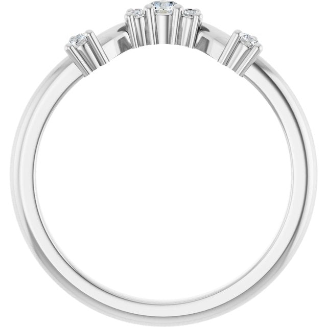 14K White Gold Round 2.5 Mm Polished 1/8 Ctw Lab-Grown Diamond Contour Band, Size 7