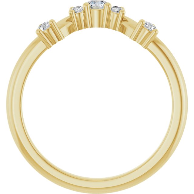 14K Yellow Gold Round 3 Mm Polished 1/5 Ctw Lab-Grown Diamond Contour Band, Size 7