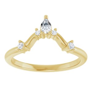 14K Yellow Gold Pear 4 X 2.5 Mm Polished 1/4 Ctw Natural Diamond Anniversary Band Size 7