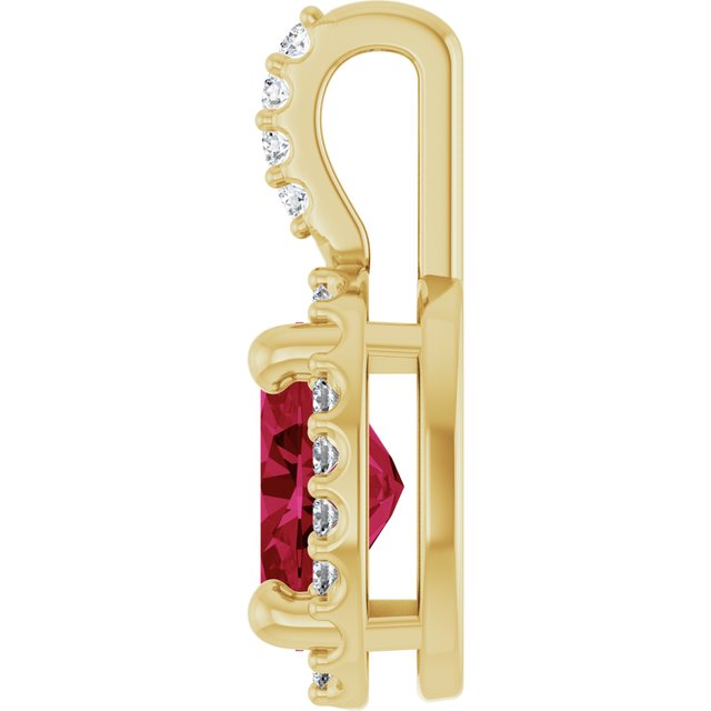 14K Yellow Or White Gold Oval I1, G-H Polished Lab-Grown Gemstone And Natual Diamond 4-Prong Halo-Style Pendant