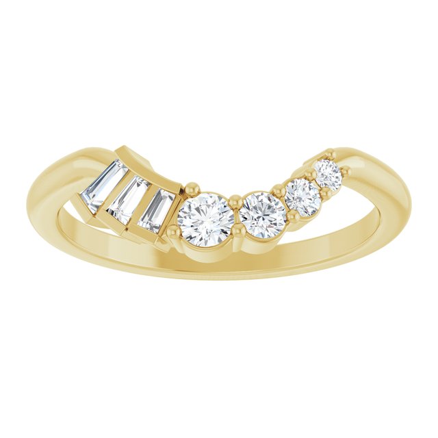 14K Yellow Gold Tapered Baguette 3 X 1.5 X 1 Mm Polished 1/4 Ctw Lab-Grown Diamond Contour Band, Size 7