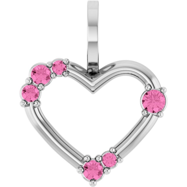 14K Yellow Or White Gold Round Polished Natural Pink Sapphire Heart Pendant