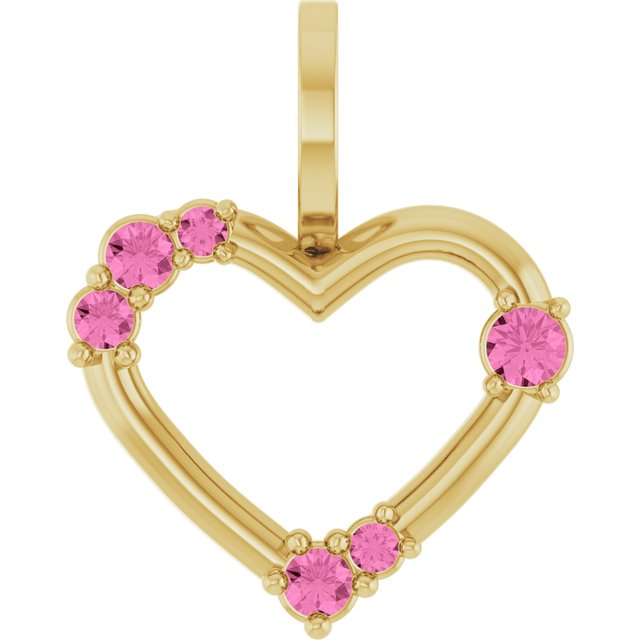 14K Yellow Or White Gold Round Polished Natural Pink Sapphire Heart Pendant