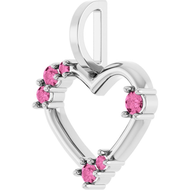 14K Yellow Or White Gold Round Polished Natural Pink Sapphire Heart Pendant