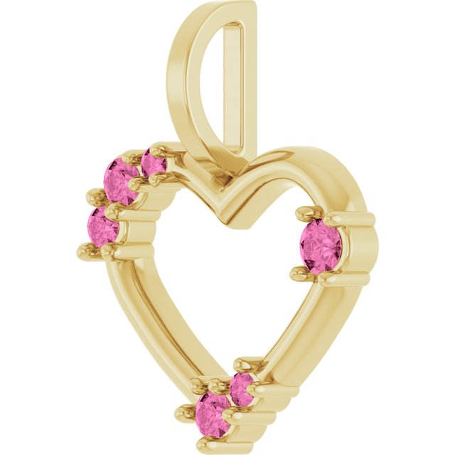 14K Yellow Or White Gold Round Polished Natural Pink Sapphire Heart Pendant