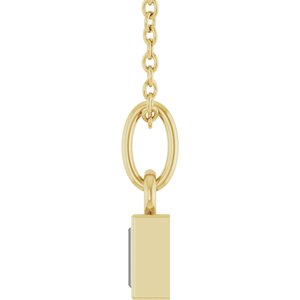 14K Yellow Gold Straight Baguette 4 X 2Mm Gh Vs 1/10 Ctw Lab Grown Diamond Solitaire Necklace, Length: 18 Mm