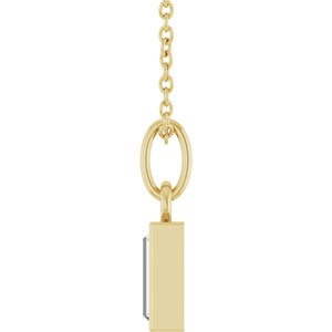 14K Yellow Gold Straight Baguette 6 X 3Mm Gh Vs 3/8 Ctw Lab Grown Diamond Solitaire Necklace, Length: 18 Mm