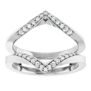 14K White Gold Round 1.2 Mm Polished 1/6 Ctw Natural Diamond Ring Guard Size 7