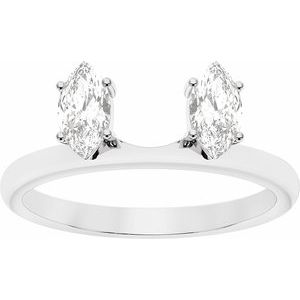 14K White Gold Lab-Grown Diamond Marquise 6.54 X 3.27 Mm Polished 1/2 Ctw Lab-Grown Diamond Wrap-Style Ring Enhancer Size 7