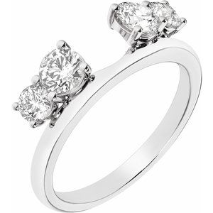 14K White Gold Round 4.35 Mm Polished 1 Ctw Lab-Grown Diamond Wrap-Style Ring Enhancer Size 7