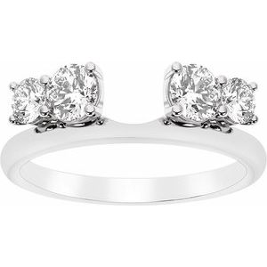 14K White Gold Round 4.35 Mm Polished 1 Ctw Lab-Grown Diamond Wrap-Style Ring Enhancer Size 7