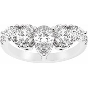 14K White Gold Pear 7.75 X 4.65 Mm Polished 2 Ctw Lab-Grown Diamond Contour Band Size 7