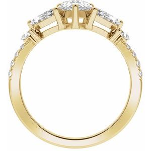 14K Yellow Gold Lab-Grown Diamond Pear 7.75 X 4.65 Mm Lab-Grown Diamond Polished 1 1/2Ctw Lab-Grown Diamond Contour Band Size 7