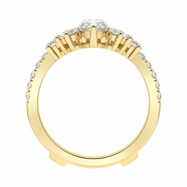 14K Yellow Gold Marquise 7.65 X 3.85 Mm Polished 2 Ctw Lab-Grown Diamond Ring Guard, Size 7