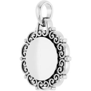 Sterling Silver 16.6 X 12.1 Mm Polished Engravable Scroll Pendant