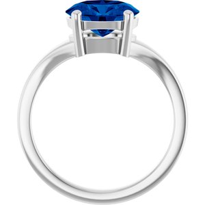 14K White Gold Oval 9 X 7 Mm Polished Lab-Grown Blue Sapphire Ring Size 7