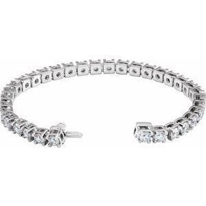 14K White Gold Round 4.25Mm G-H Si1-Si2 10 Ctw Lab-Grown Diamond Line Bracelet, Length: 7.25 In