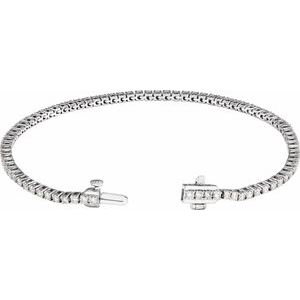 14K White Gold Round 1.8Mm G-H Si1-Si2 2 Ctw Lab-Grown Diamond Line Bracelet, Length: 7 In