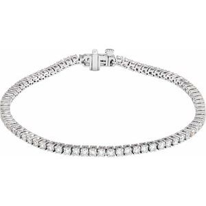 14K Yellow Or White Gold Round 2.1Mm Si1-Si2, G-H 3 CTW Lab-Grown Diamond Line 7" Bracelet